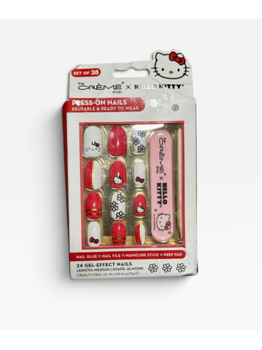 Hello Kitty Press On Nails, Red Set, Crème Shop, Damaged box